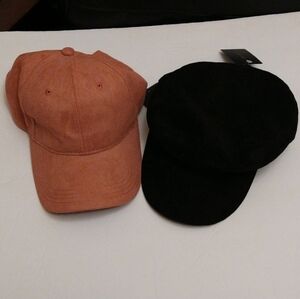 Forever 21 faux suede hats black and pink